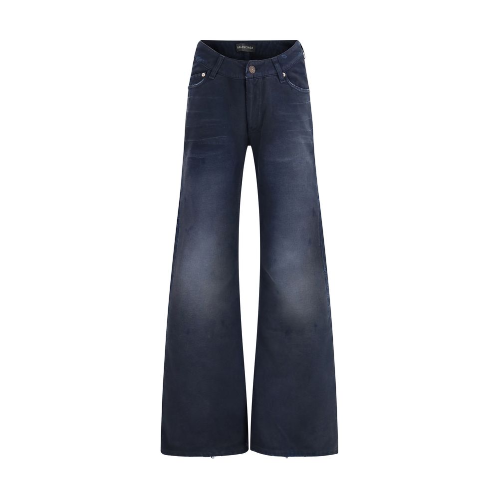 Balenciaga Blaue Baumwoll-Jeans mit ausgestelltem Bein