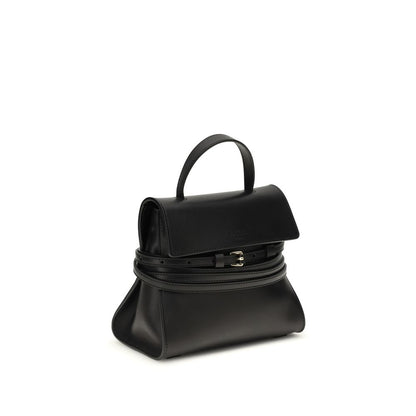 Moschino Schwarze Kalbsleder Bos Taurus Handtasche