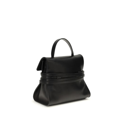 Moschino Schwarze Kalbsleder Bos Taurus Handtasche