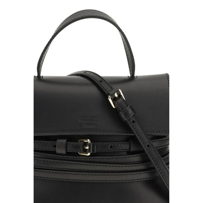 Moschino Schwarze Kalbsleder Bos Taurus Handtasche