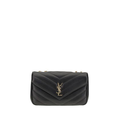 Saint Laurent Schwarze Bos Taurus Kalbsleder Schultertasche