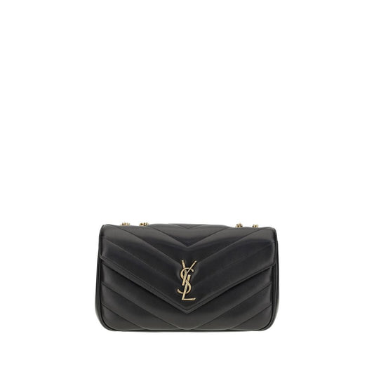 Saint Laurent Schwarze Bos Taurus Kalbsleder Schultertasche