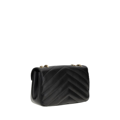 Saint Laurent Schwarze Bos Taurus Kalbsleder Schultertasche