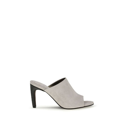 Brunello Cucinelli Graue Mules aus Kalbsleder Bos Taurus