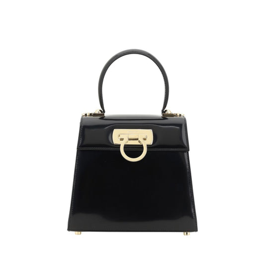 Ferragamo Schwarze Kalbsleder Bos Taurus Handtasche