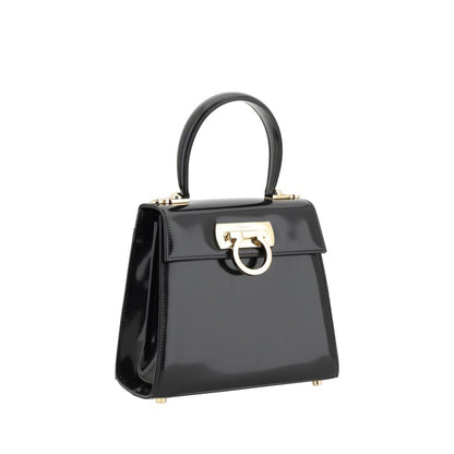 Ferragamo Schwarze Kalbsleder Bos Taurus Handtasche