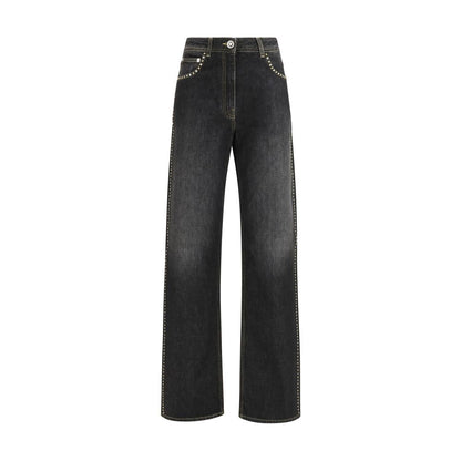 Versace Schwarze Baumwoll-Jeans mit geradem Bein