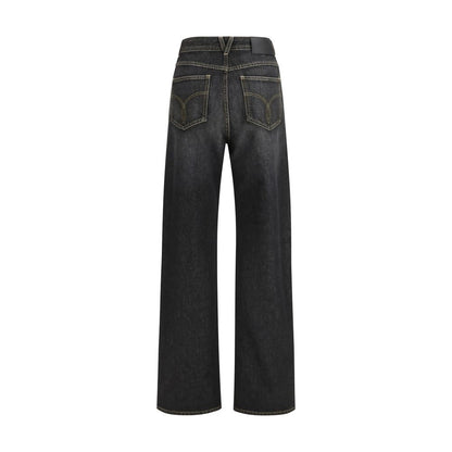 Versace Schwarze Baumwoll-Jeans mit geradem Bein
