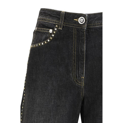Versace Schwarze Baumwoll-Jeans mit geradem Bein