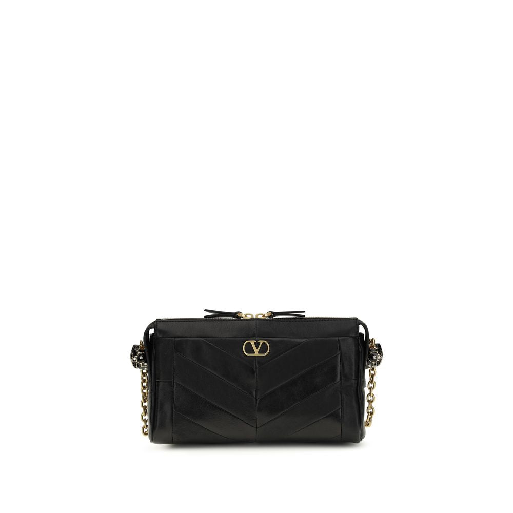 Valentino Garavani Schwarze Bos Taurus Kalbsleder Schultertasche