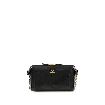 Valentino Garavani Schwarze Bos Taurus Kalbsleder Schultertasche