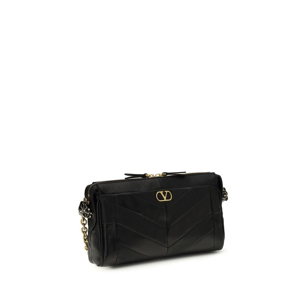 Valentino Garavani Schwarze Bos Taurus Kalbsleder Schultertasche