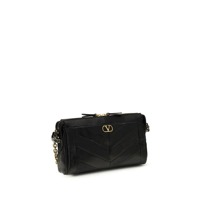 Valentino Garavani Schwarze Bos Taurus Kalbsleder Schultertasche