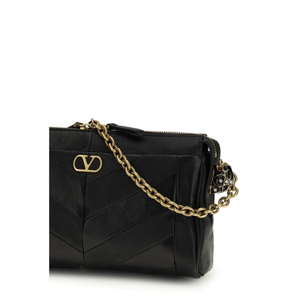 Valentino Garavani Schwarze Bos Taurus Kalbsleder Schultertasche