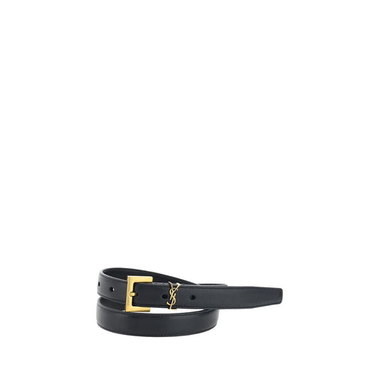 Cintura slim Saint Laurent in pelle di vitello nera