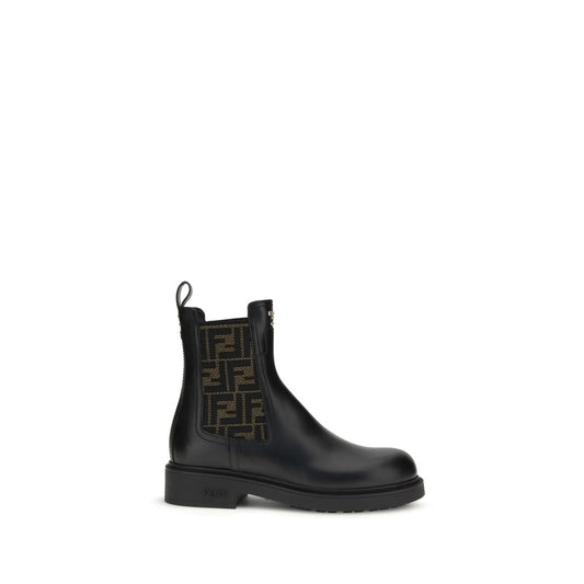 Fendi Schwarze Ankle Boots aus Kalbsleder Bos Taurus