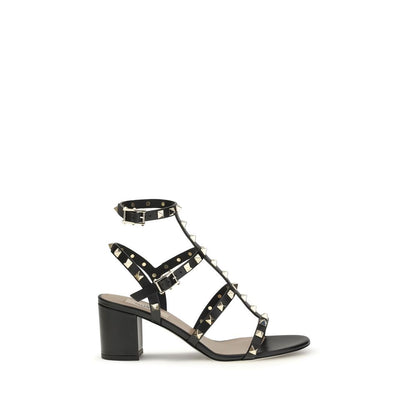 Valentino Garavani Schwarze Bos Taurus Kalbsleder Plateau-Sandalen