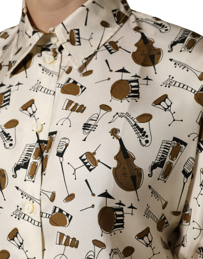 Dolce & Gabbana Kurzes Oberteil in Beige mit Noten-Print