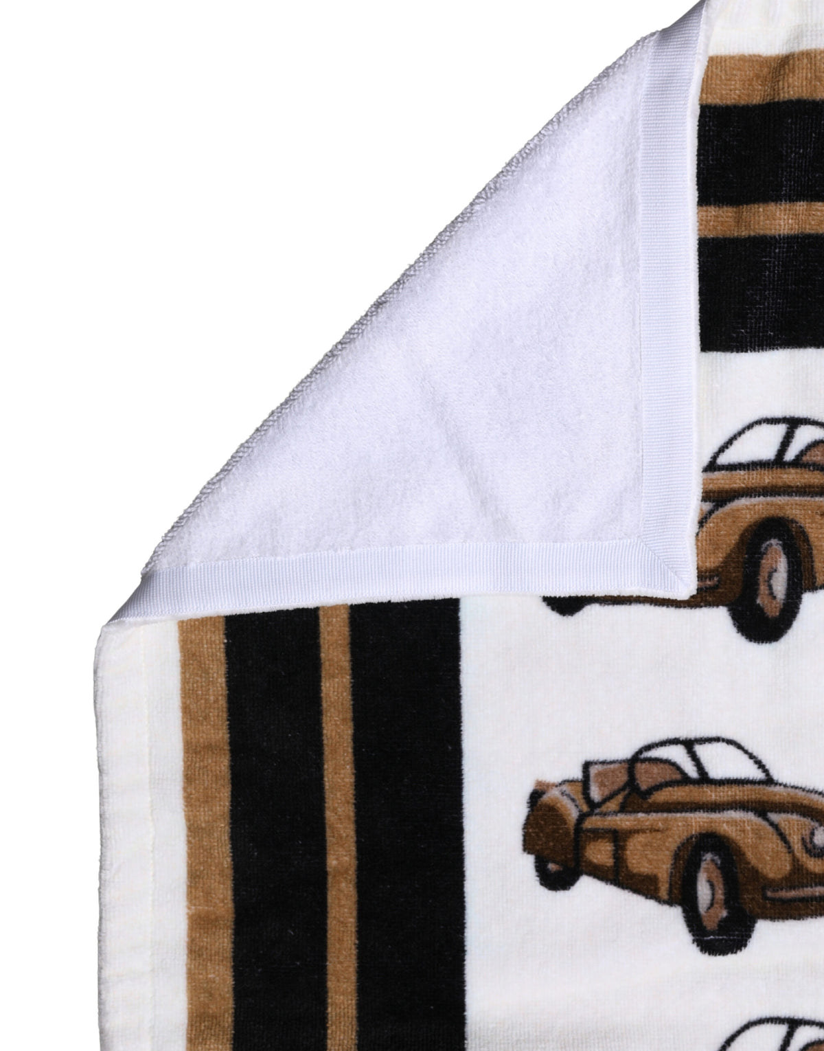 Dolce & Gabbana Telo Mare Bianco in Cotone con Stampa Auto