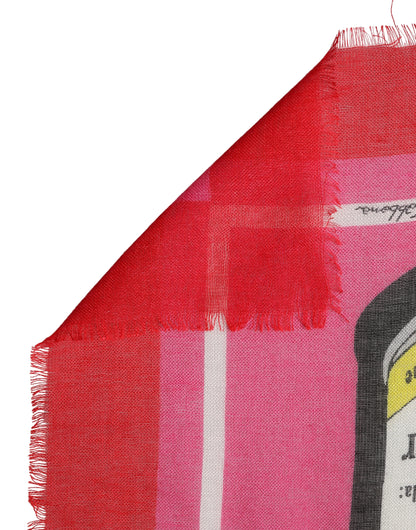Dolce & Gabbana Pink DG Amore Print Silk-Cashmere Square Scarf 140 × 140 cm