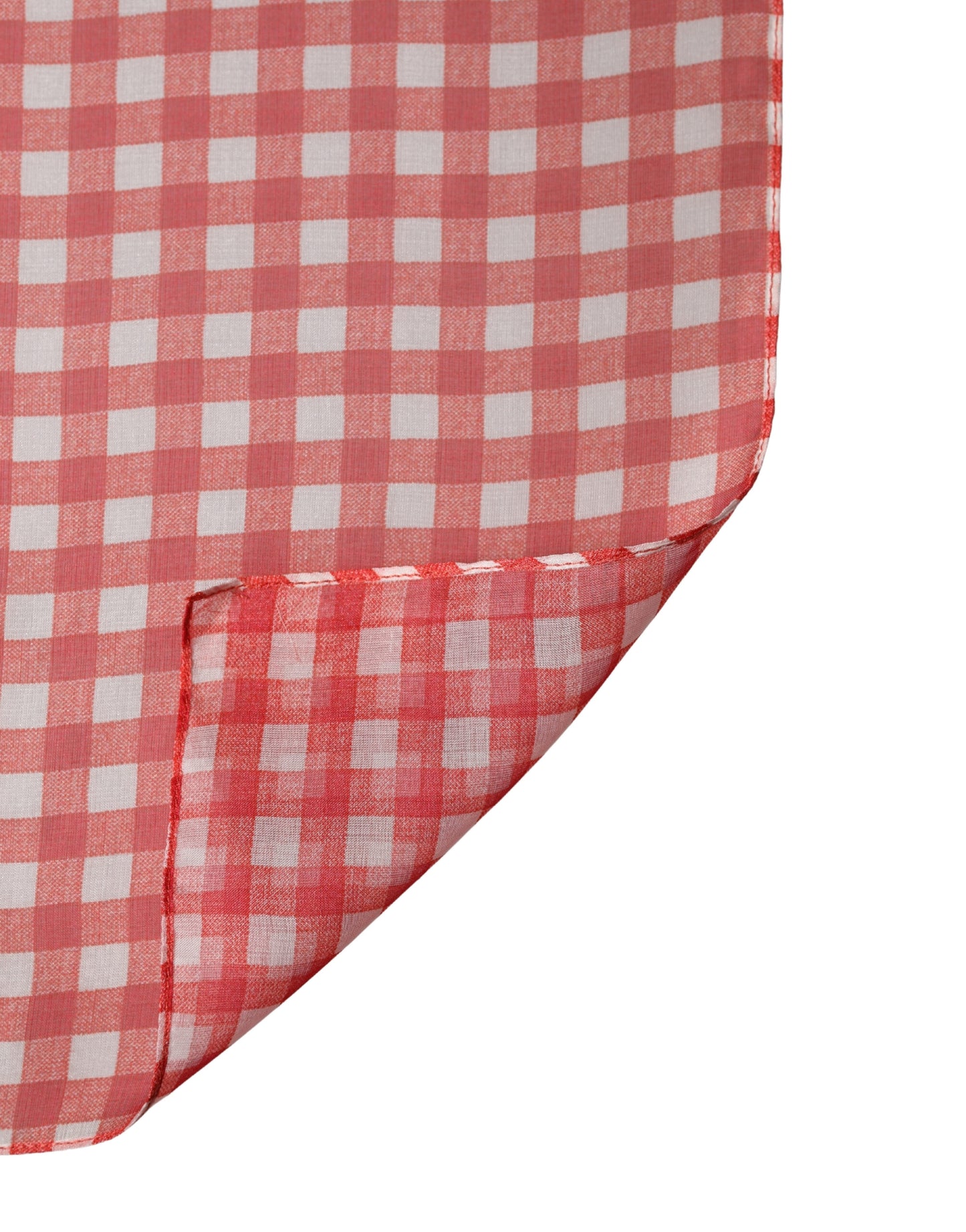 Dolce & Gabbana Seidenschal Foulard Weiß-Rot kariert 140cm x 136cm
