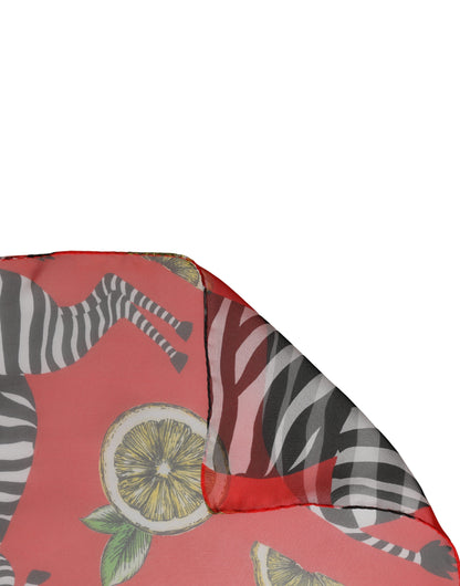 Dolce & Gabbana Roter Schal aus Seide im Zebra-Print, Wickeloptik, 200cm x 132cm