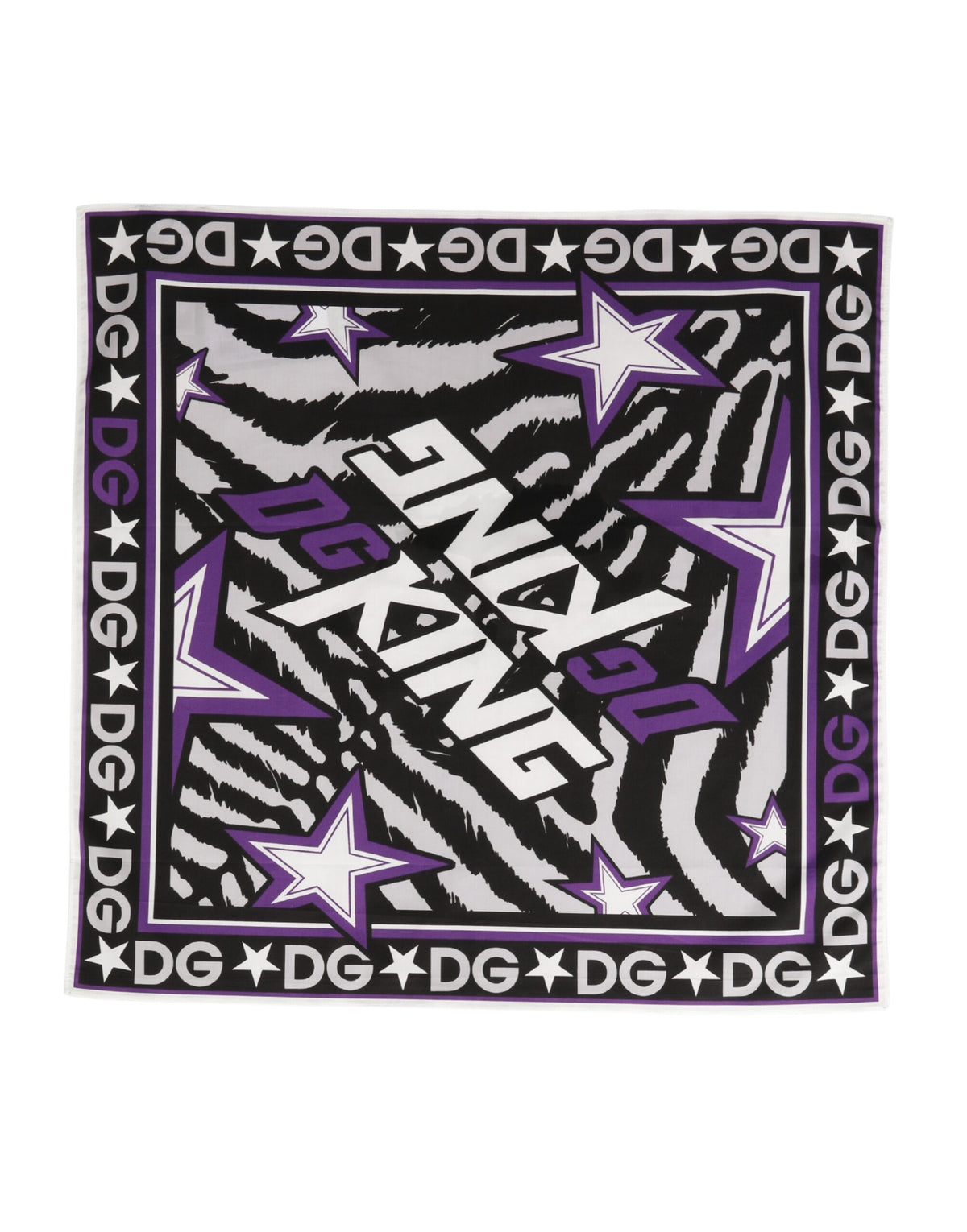 Dolce & Gabbana Foulard nero e viola DG King in cotone 51 × 49,5 cm
