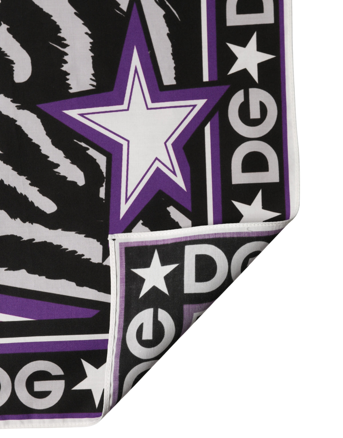 Dolce & Gabbana Foulard nero e viola DG King in cotone 51 × 49,5 cm