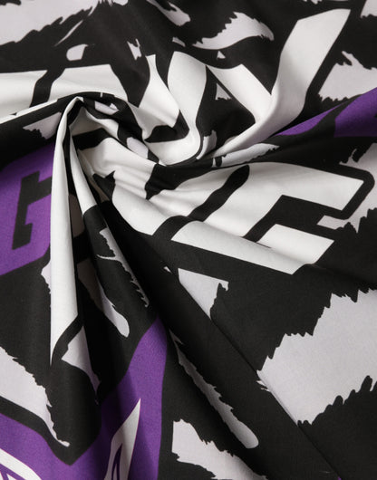 Dolce & Gabbana Foulard nero e viola DG King in cotone 51 × 49,5 cm