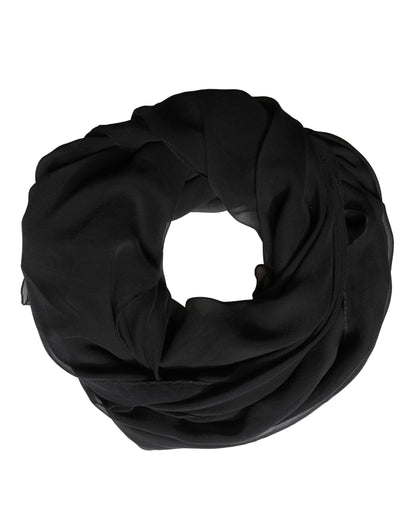 Dolce & Gabbana Schwarzer Seiden-Nackenwickel-Schal Stola 167cm x 126cm