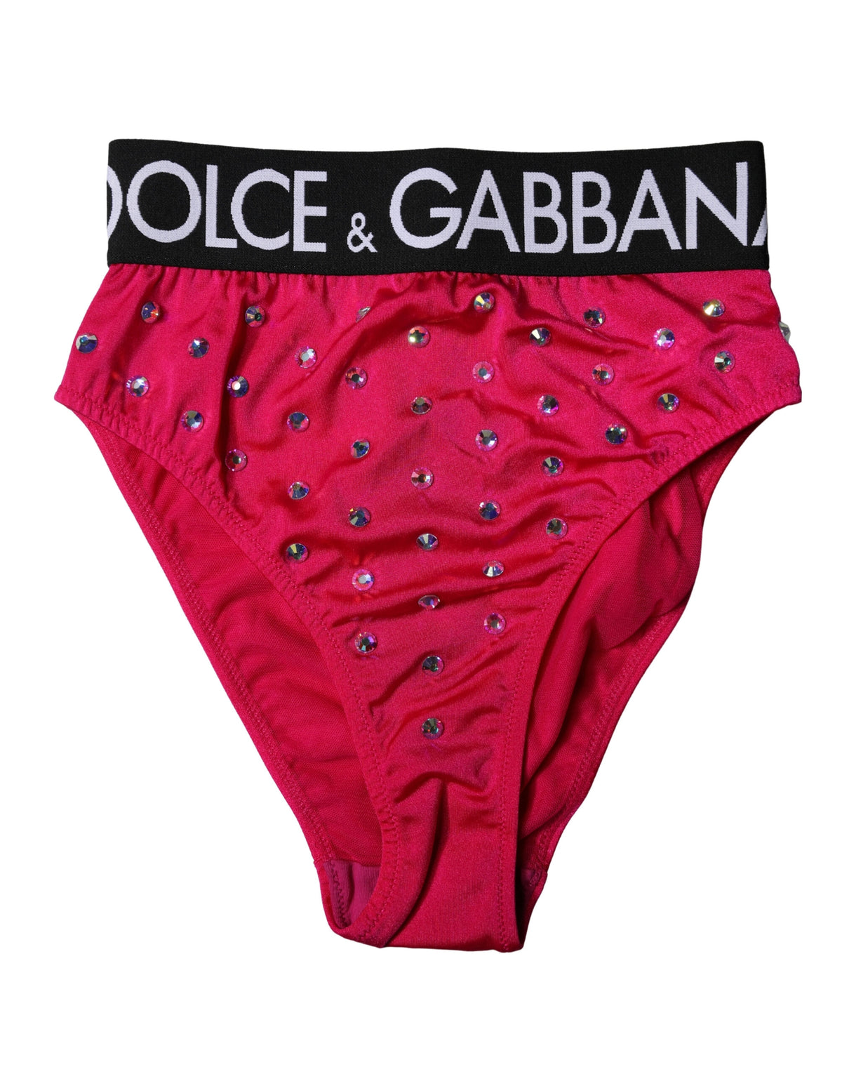 Dolce & Gabbana Slip rosa a vita alta con decorazioni e logo