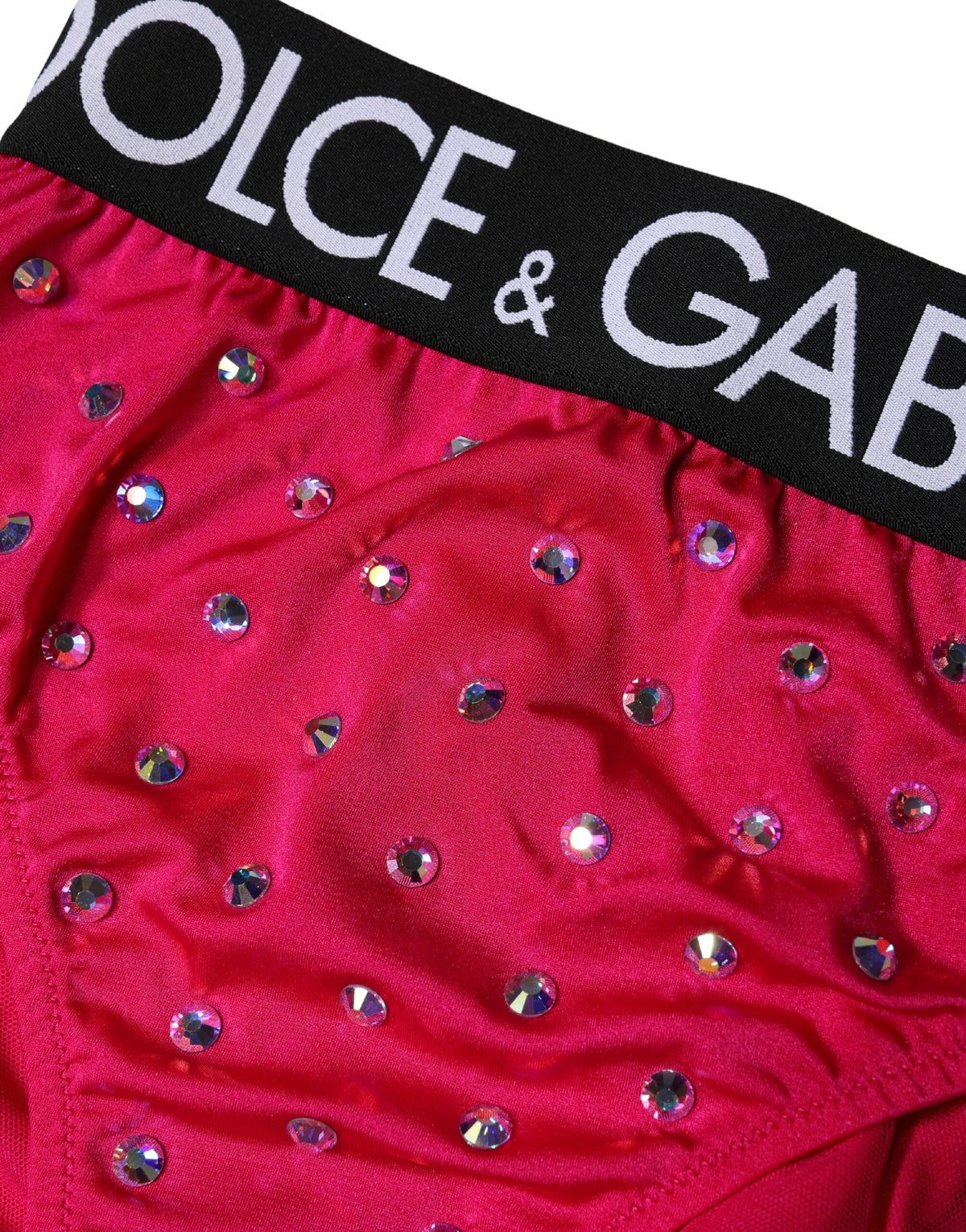 Dolce & Gabbana Slip rosa a vita alta con decorazioni e logo