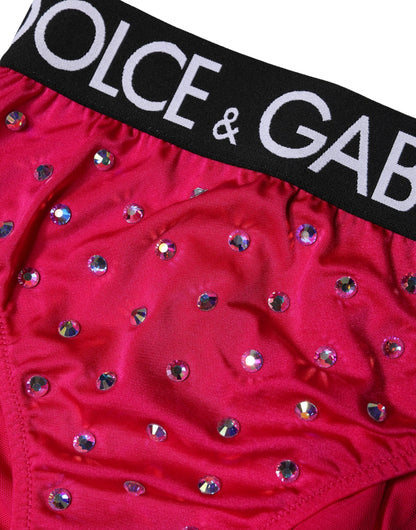 Dolce & Gabbana Slip rosa a vita alta con decorazioni e logo