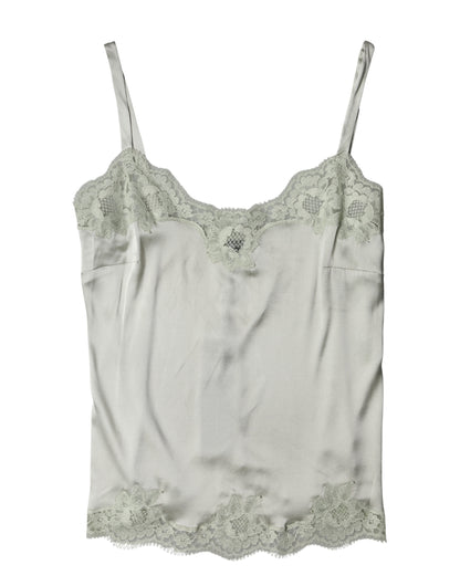 Dolce & Gabbana Hellgrünes Lingerie-Top aus floraler Spitze