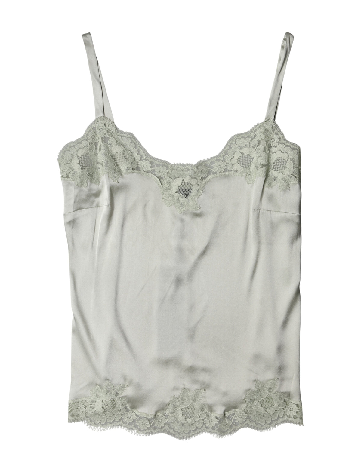 Dolce & Gabbana Green Floral Lace Silk Cotton Polyamide Top