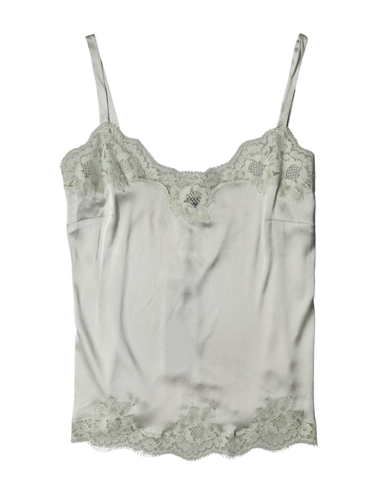 Dolce & Gabbana Hellgrünes Lingerie-Top aus floraler Spitze