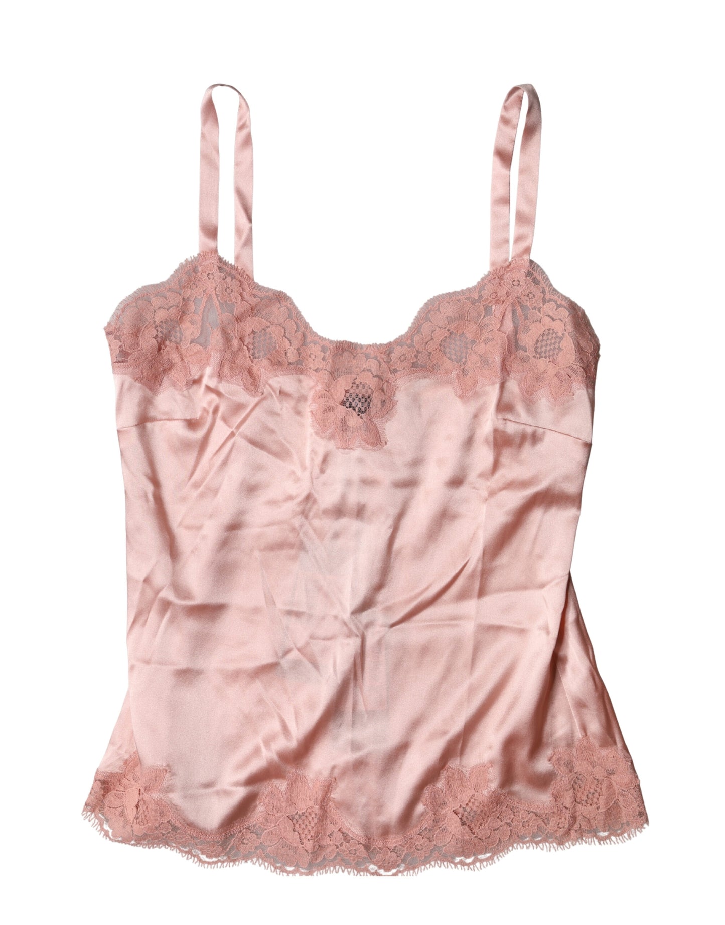 Dolce & Gabbana Zartrosa Spitzen-Dessous-Top mit Blumenmuster