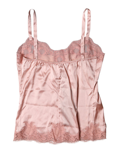 Dolce & Gabbana Zartrosa Spitzen-Dessous-Top mit Blumenmuster