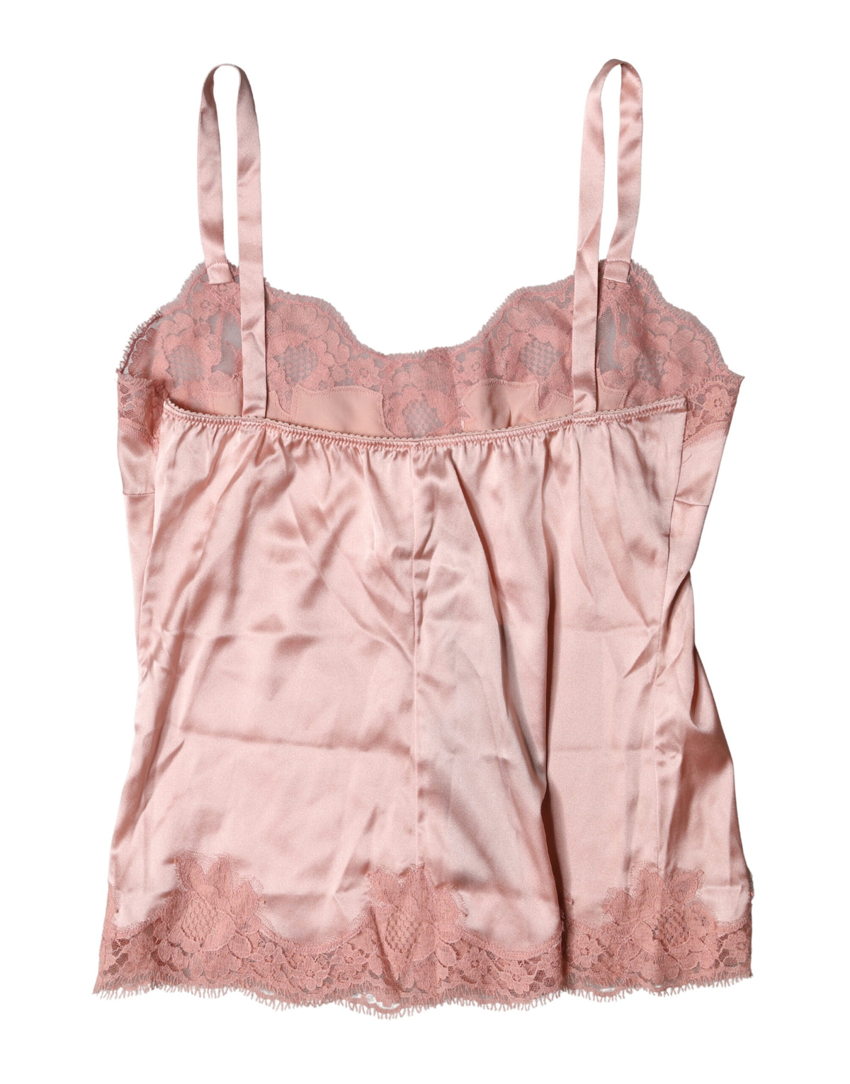 Dolce & Gabbana Pink Floral Lace Silk Cotton Polyamide Top