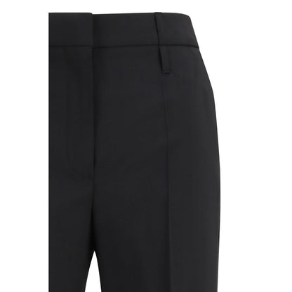 Max Mara Schwarze Hose aus Fleece-Wolle mit ausgestelltem Bein