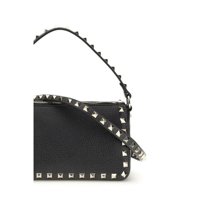 Valentino Garavani Schwarze Bos Taurus Kalbsleder Schultertasche