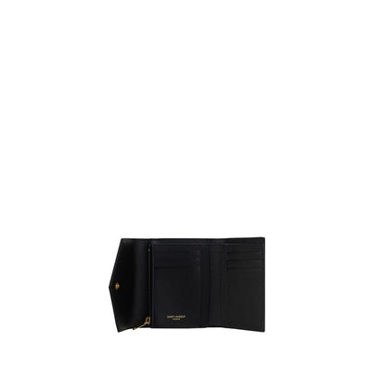 Saint Laurent Schwarzes Kalbsleder Bos Taurus Portemonnaie