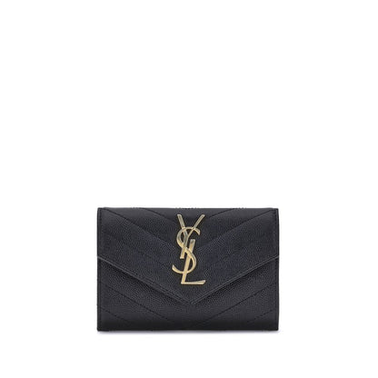 Saint Laurent Schwarzes Kalbsleder Bos Taurus Portemonnaie