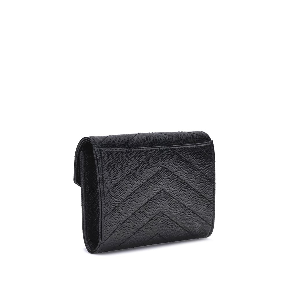Saint Laurent Schwarzes Kalbsleder Bos Taurus Portemonnaie