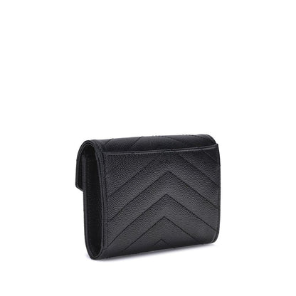 Saint Laurent Schwarzes Kalbsleder Bos Taurus Portemonnaie