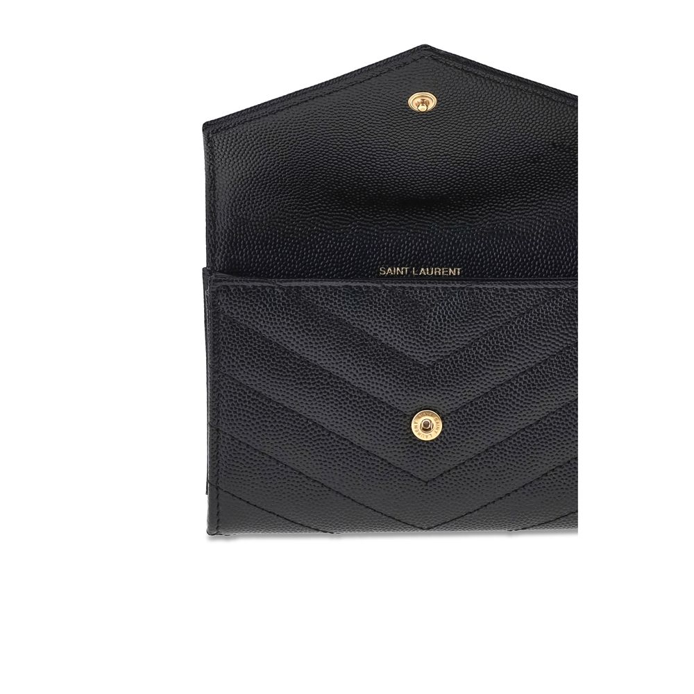 Saint Laurent Schwarzes Kalbsleder Bos Taurus Portemonnaie