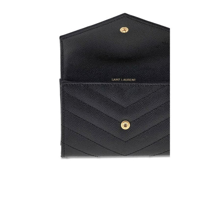 Saint Laurent Schwarzes Kalbsleder Bos Taurus Portemonnaie