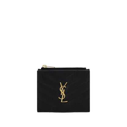 Saint Laurent Schwarzes Kalbsleder Bos Taurus Portemonnaie