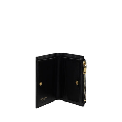 Saint Laurent Schwarzes Kalbsleder Bos Taurus Portemonnaie