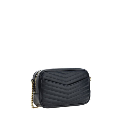 Saint Laurent Schwarze Bos Taurus Kalbsleder Schultertasche